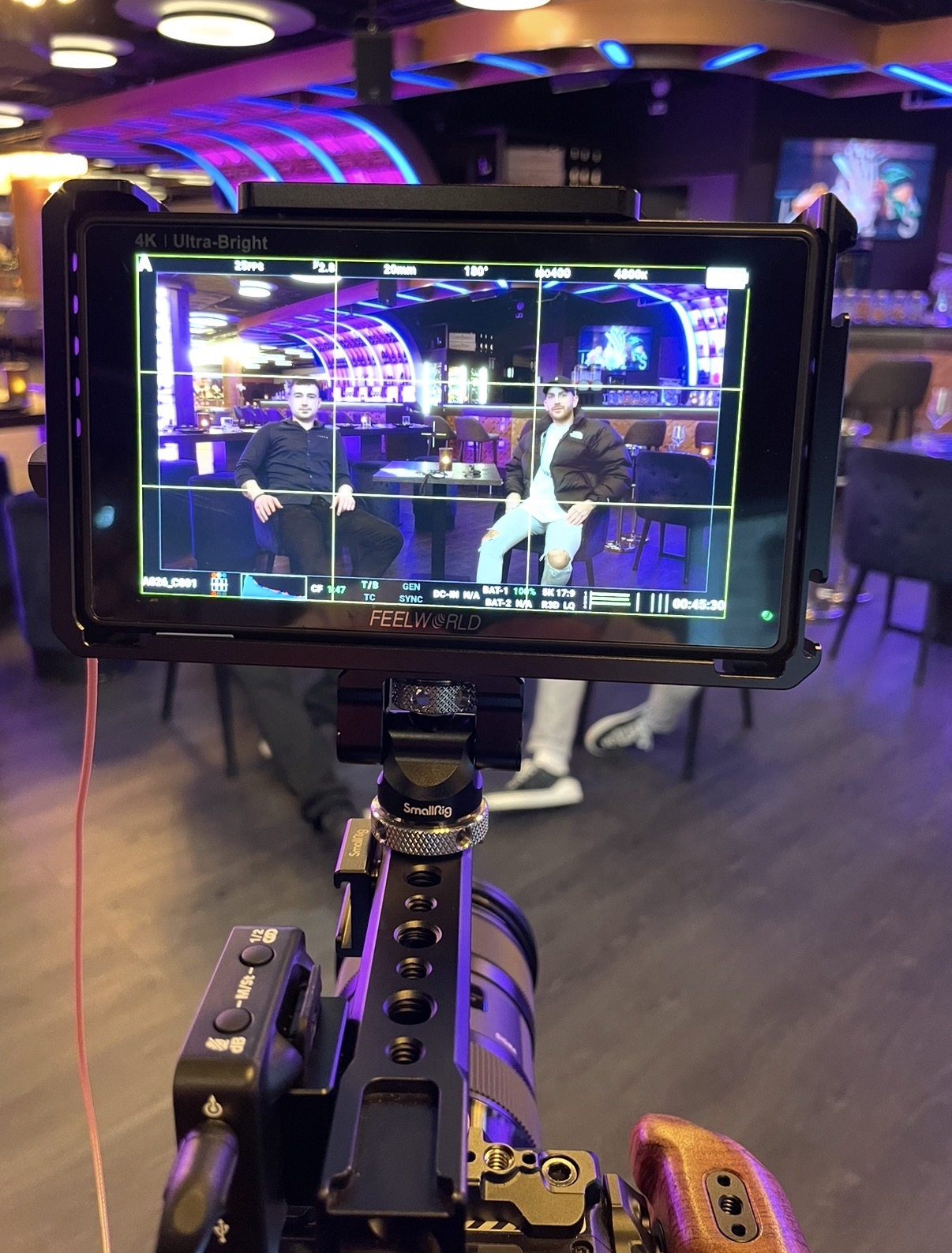 Behind the scenes on a video set