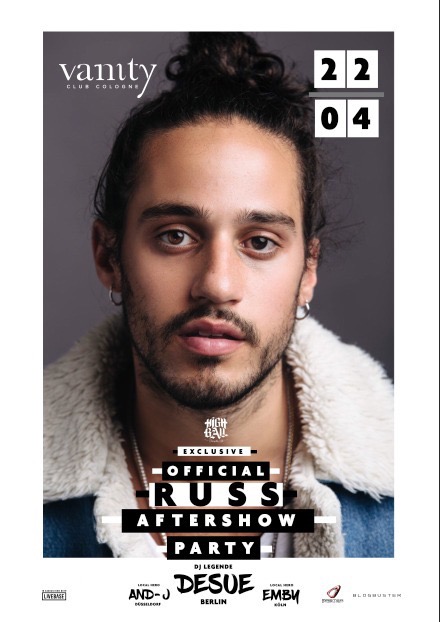 Official Russ aftershow flyer with DJ AND-J