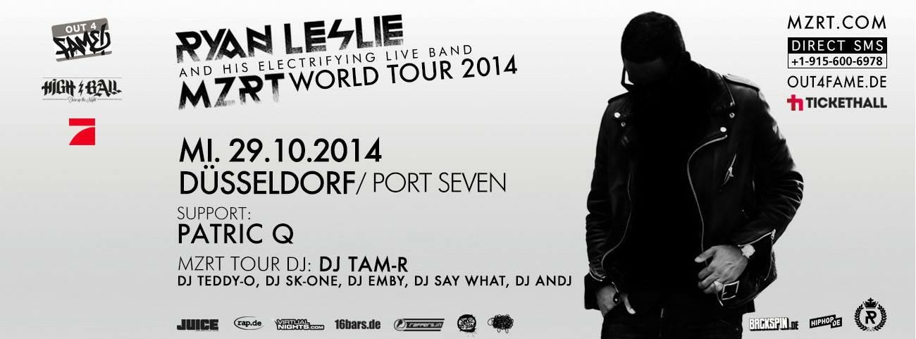 Ryan Leslie MZRT World Tour flyer listing DJ AND-J at Port Seven